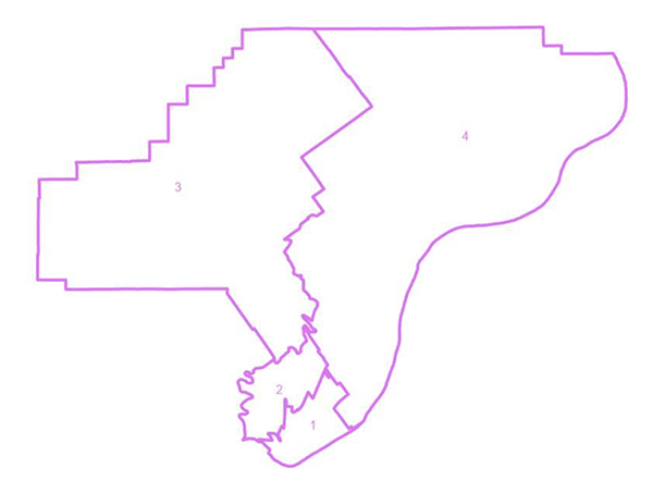Image of a Map of the Clark County Indiana Council Districts